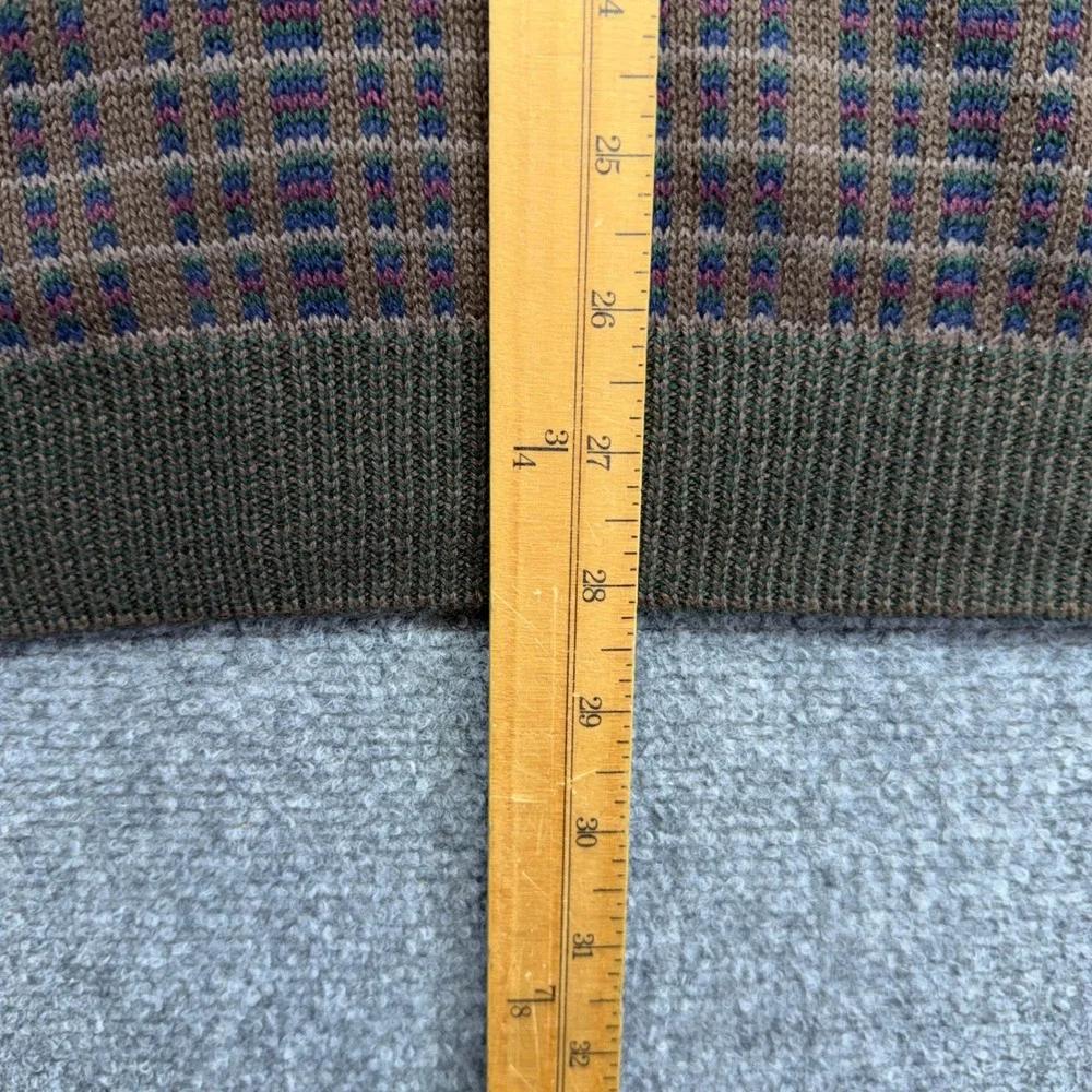 Roundtree & Yorke Mens XXL Cotton Knit Polo Sweater Brown Plaid Vintage USA Made